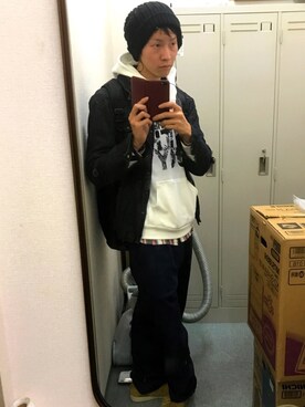 「semantic design（セマンティックデザイン）のアイテム（デニムジャケット）」を使った、ゆきちゃんさん（メンズ・170cm）の冬コーディネート
