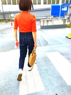 「DHOLIC（ディーホリック）のアイテム（かごバッグ）」を使った、yama-changさん（レディース・154cm）の夏コーディネート