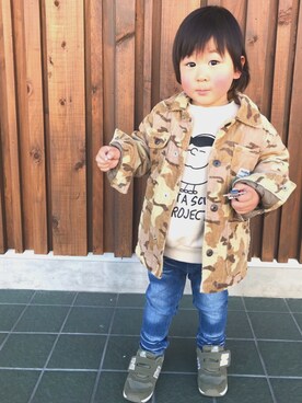 「OSHKOSH（オシュコシュ）のアイテム（ジャケット/アウター）」を使った、haruさん（キッズ・90cm）の冬コーディネート