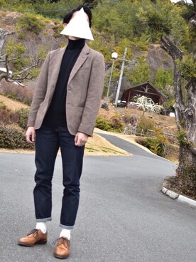 「JOURNAL STANDARD（ジャーナルスタンダード）のホームスパン2B JKT#（テーラードジャケット、ブラウン系）」を使った、ABCDさん（メンズ）の春コーディネート