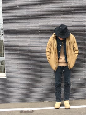 「STEVENSON OVERALL CO.（スティーブンソンオーバーオール）のアイテム（ジャケット/アウター）」を使った、かわさん（メンズ・168cm）の冬コーディネート