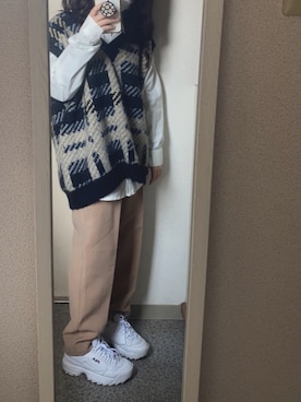 「SONA（ソナ）のアイテム（スラックス）」を使った、치나미 ﾁﾅﾐさん（レディース・148cm）の冬コーディネート