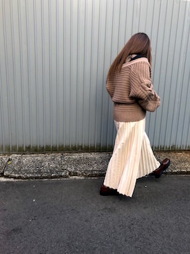 「アコーディオンプリーツ」｜「アイテム（スカート）」を使った、* 𝙠𝙧𝙣 *さん（レディース・148cm）の冬コーディネート