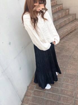 「モールニット」｜* 𝙠𝙧𝙣 *さん（レディース・148cm）の冬コーディネート