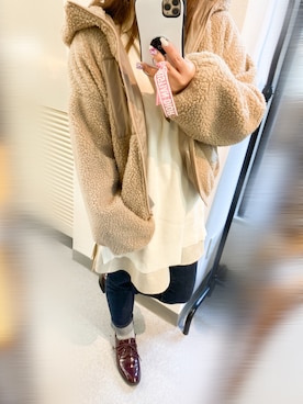 「ZOZOでしか買えない」｜「アイテム（ブルゾン）」を使った、* 𝙠𝙧𝙣 *さん（レディース・148cm）の冬コーディネート