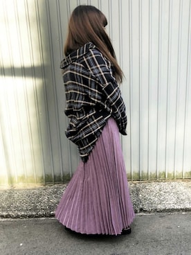 「アコーディオンプリーツ」｜「アイテム（スカート）」を使った、* 𝙠𝙧𝙣 *さん（レディース・148cm）の冬コーディネート