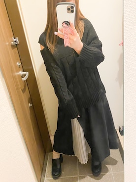 「GRL（グレイル）のアイテム（ローファー）」を使った、* 𝙠𝙧𝙣 *さん（レディース・148cm）の冬コーディネート