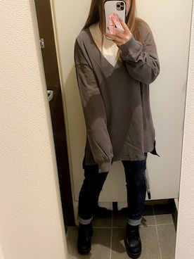 「GRL（グレイル）のアイテム（ローファー）」を使った、* 𝙠𝙧𝙣 *さん（レディース・148cm）の冬コーディネート