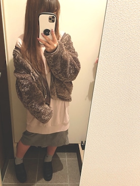 「GRL（グレイル）のアイテム（ローファー）」を使った、* 𝙠𝙧𝙣 *さん（レディース・148cm）の冬コーディネート