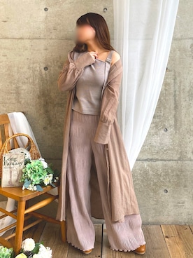 「プリーツ」｜「アイテム（シャツワンピース）」を使った、* 𝙠𝙧𝙣 *さん（レディース・148cm）の春コーディネート