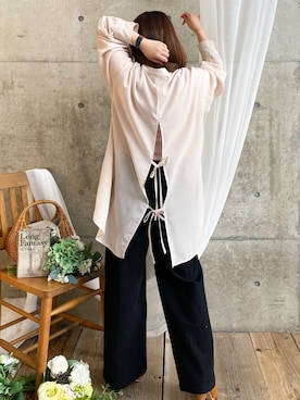 「バックリボン」｜* 𝙠𝙧𝙣 *さん（レディース・148cm）の春コーディネート
