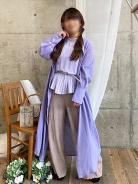 「プリーツ」｜「アイテム（シャツワンピース）」を使った、* 𝙠𝙧𝙣 *さん（レディース・148cm）の夏コーディネート
