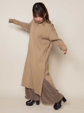 「ニットワンピ」｜* 𝙠𝙧𝙣 *さん（レディース・148cm）の冬コーディネート