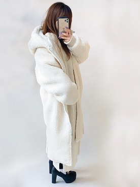 「オーバーコート」｜「アイテム（ブルゾン）」を使った、* 𝙠𝙧𝙣 *さん（レディース・148cm）の冬コーディネート