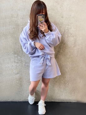 「アイテム（ルームウェア/パジャマ、パープル系）」を使った、* 𝙠𝙧𝙣 *さん（レディース・148cm）の冬コーディネート