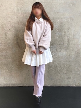 「GRL（グレイル）のアイテム（シャツワンピース）」を使った、* 𝙠𝙧𝙣 *さん（レディース・148cm）の冬コーディネート