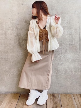 「GRL（グレイル）のアイテム（スニーカー）」を使った、* 𝙠𝙧𝙣 *さん（レディース・148cm）の春コーディネート