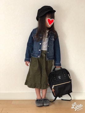 「fafa（フェフェ）のアイテム（バッグ）」を使った、のんさん（キッズ・100cm）の秋コーディネート