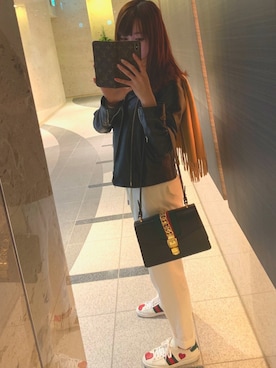 「URBAN RESEARCH（アーバンリサーチ）のアイテム（ライダースジャケット）」を使った、ERIKAさん（レディース・156cm）の冬コーディネート