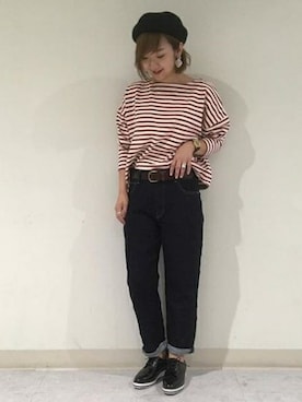 「cepo.」｜「アイテム（ハンチング/ベレー帽）」を使った、cepo公式さん（レディース・161cm）の秋コーディネート