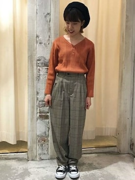 「cepo.」｜「アイテム（ハンチング/ベレー帽）」を使った、cepo公式さん（レディース・145cm）の秋コーディネート