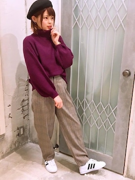 「cepo.」｜「アイテム（ハンチング/ベレー帽）」を使った、cepo公式さん（レディース・160cm）の秋コーディネート