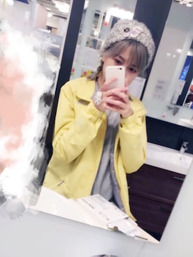 「yellow」｜「アイテム（ニットキャップ/ビーニー）」を使った、小猫さん（レディース・163cm）の春コーディネート