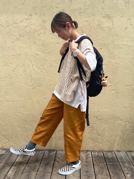 「クリスプ」｜「アイテム（スリッポン）」を使った、n a k oさん（レディース・160cm）の秋コーディネート