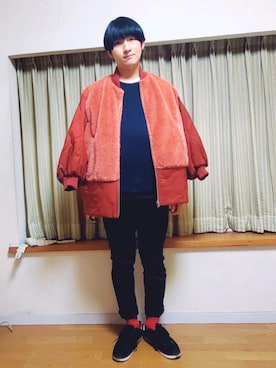 「HARE（ハレ）のアイテム（MA-1）」を使った、風美 圭さん（メンズ・171cm）の春コーディネート