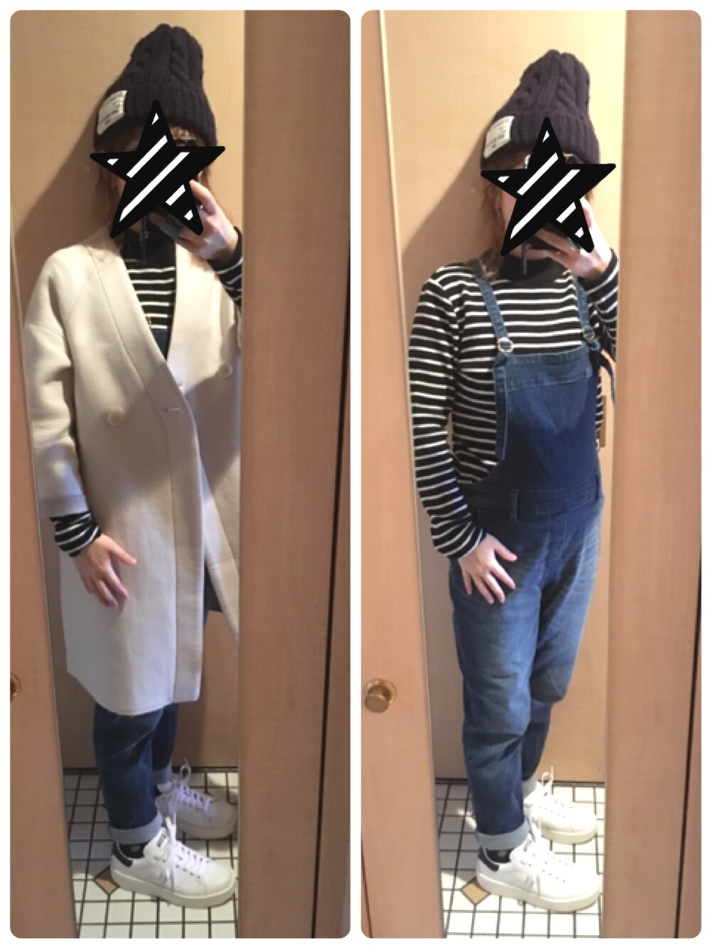 「chambre de charmeのダンボール　リバーシブルコート （その他アウター、ホワイト系）」を使った、すーさん（レディース・147cm）の春コーディネートの1枚目の写真