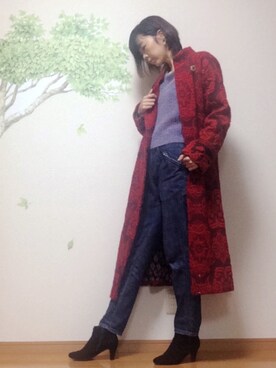 「GRACE CONTINENTAL（グレースコンチネンタル）のレースアップニットトップ（ニット/セーター、パープル系）」を使った、sakikikikoさん（レディース・171cm）の秋コーディネート