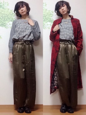 「Sunny clouds（サニークラウズ）のアイテム（シャツ/ブラウス、グレー系）」を使った、sakikikikoさん（レディース・171cm）の冬コーディネート