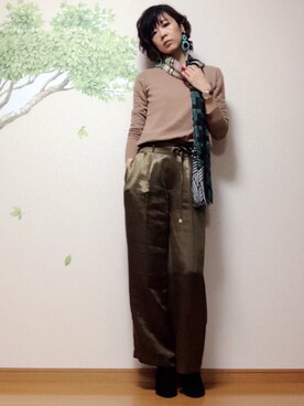 「おおぶりピアス」｜「アイテム（ニット/セーター）」を使った、sakikikikoさん（レディース・169cm）の冬コーディネート