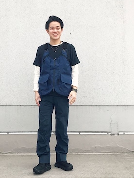「snowpeak」｜「アイテム（ブーツ）」を使った、福谷信和さん（メンズ・170cm）の春コーディネート