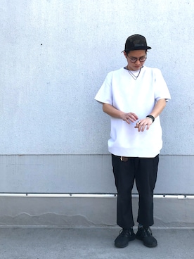 「snowpeak」｜「アイテム（キャップ）」を使った、福谷信和さん（メンズ・170cm）の春コーディネート