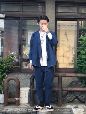 「snowpeak」｜「アイテム（サンダル）」を使った、福谷信和さん（メンズ・170cm）の春コーディネート
