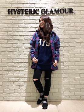 「HYSTERIC GLAMOUR（ヒステリックグラマー）のREVOLUTION SOUNDS刺繍 CPOシャツ（シャツ/ブラウス）」を使った、SUZUKIさん（レディース・150cm）の秋コーディネート