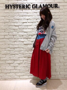 「ドットスカート」｜「アイテム（ブルゾン）」を使った、SUZUKIさん（レディース・150cm）の冬コーディネート