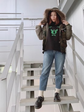 「N-2B」｜「アイテム（スウェット）」を使った、SUZUKIさん（レディース・150cm）の秋コーディネート