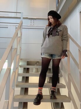 「ボウタイ」｜「アイテム（ハンチング/ベレー帽）」を使った、SUZUKIさん（レディース・150cm）の冬コーディネート