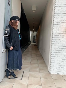 「ボウタイブラウス」｜「アイテム（ハンチング/ベレー帽）」を使った、SUZUKIさん（レディース・150cm）の冬コーディネート
