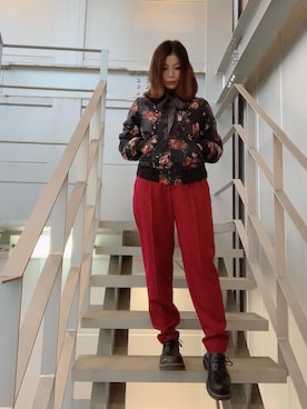 「長袖シャツ」｜「アイテム（ブルゾン）」を使った、SUZUKIさん（レディース・150cm）の冬コーディネート