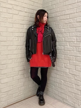 「ロックコーデ」｜「アイテム（スウェット）」を使った、SUZUKIさん（レディース・150cm）の冬コーディネート