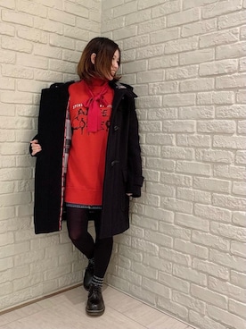 「HYSTERIC GLAMOUR（ヒステリックグラマー）のアイテム（ダッフルコート）」を使った、SUZUKIさん（レディース・150cm）の冬コーディネート
