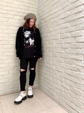 「ロックコーデ」｜「アイテム（その他シューズ）」を使った、SUZUKIさん（レディース・150cm）の春コーディネート
