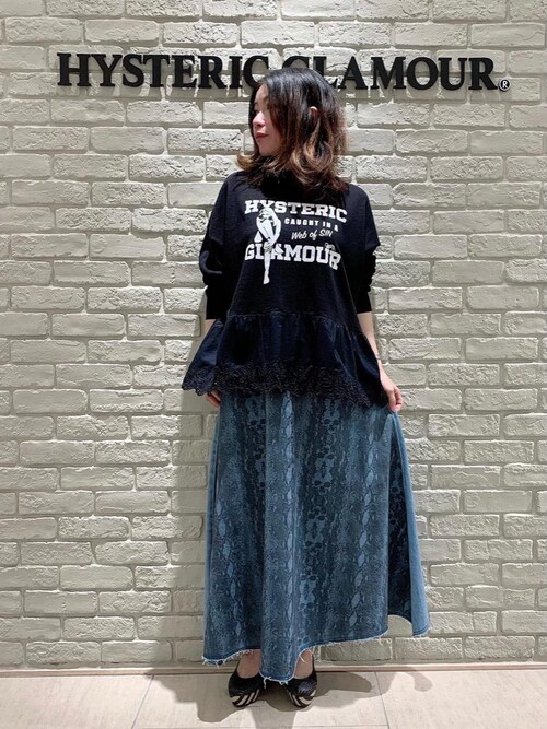 【Sサイズ】HYSTERIC SKULL SNAKE フレアデニムスカート