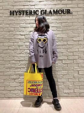 「ﾋﾞｯｸﾞｼﾙｴｯﾄ」｜「アイテム（スウェット）」を使った、SUZUKIさん（レディース・150cm）の春コーディネート