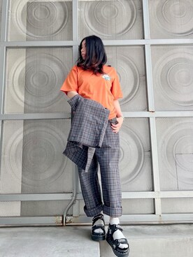 「オレンジ🍊」｜SUZUKIさん（レディース・150cm）の夏コーディネート