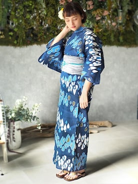 「--（--）のアイテム（浴衣）」を使った、アンココン 〜 UNCOCON 〜さん（レディース・164cm）の春コーディネート