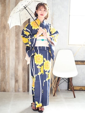 「ひまわり」｜「アイテム（浴衣）」を使った、アンココン 〜 UNCOCON 〜さん（レディース・160cm）の夏コーディネート